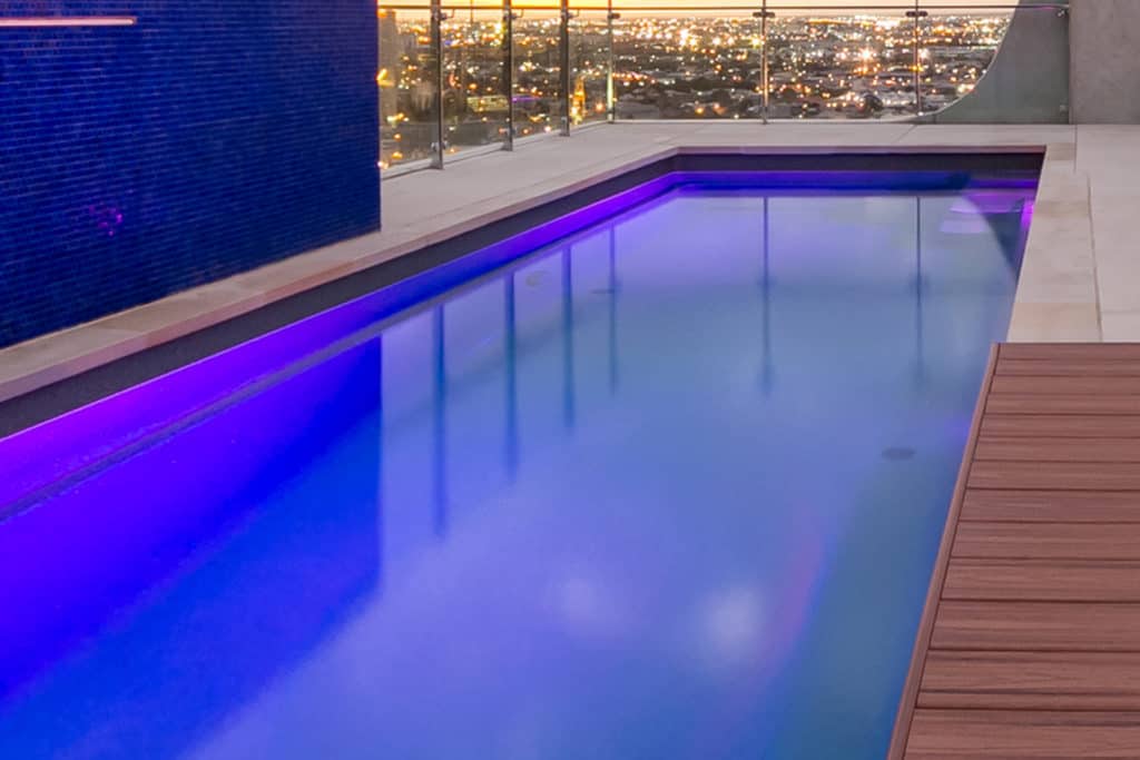Lap pool in modern apartment building