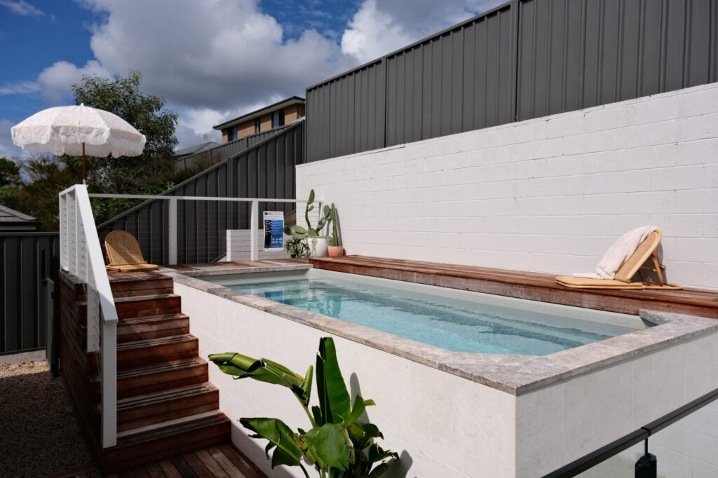 Small pools on display at pool store